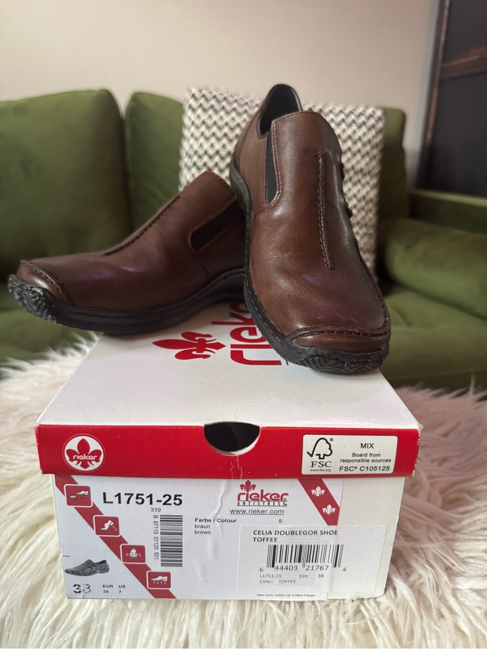 Rieker Slip-On Leather Loafer - Toffee Brown